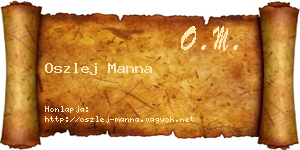Oszlej Manna névjegykártya